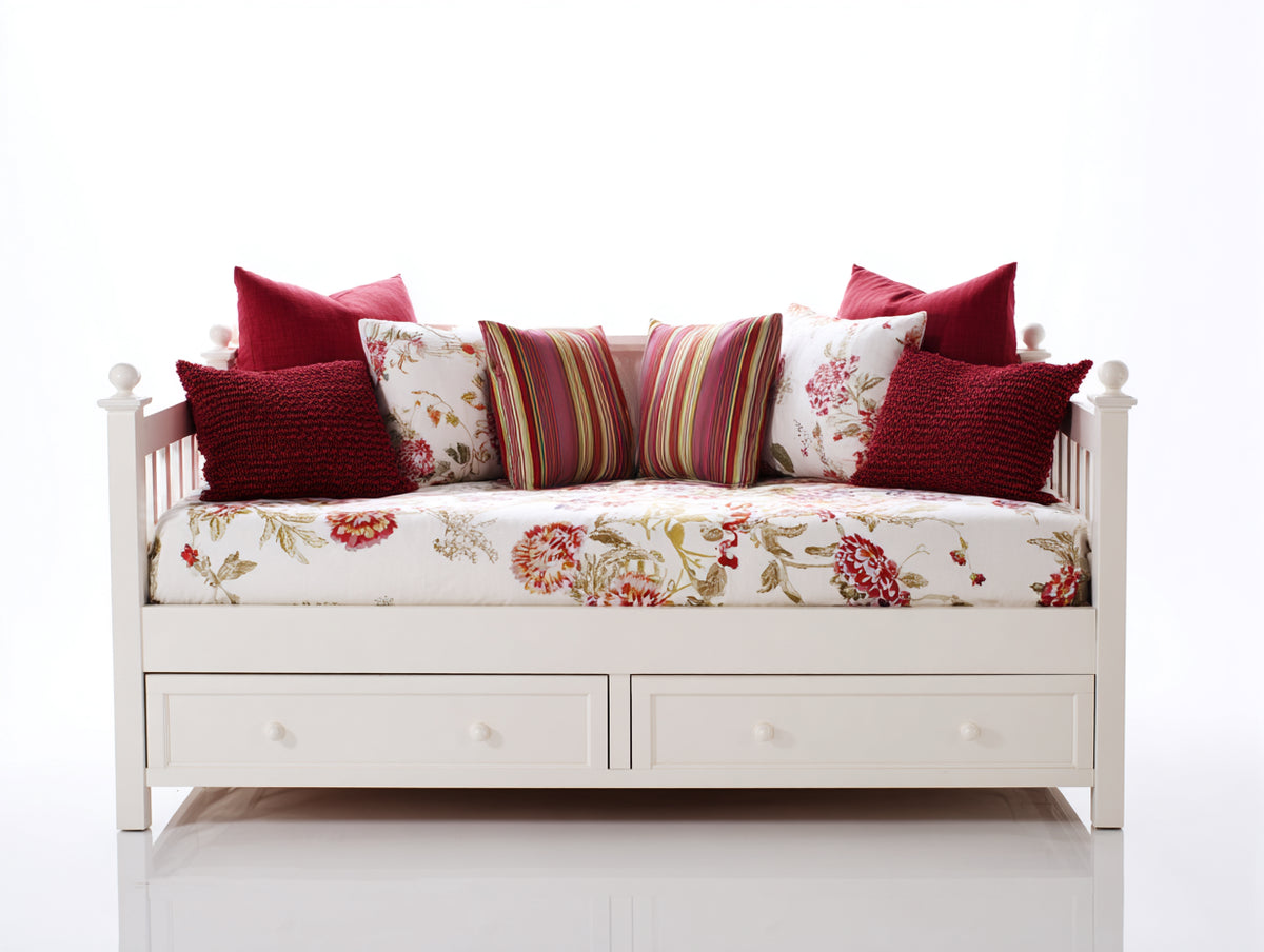 Canapé lit - Bois - 201 x 96 x 91 cm - Blanc - Style cottage classique
