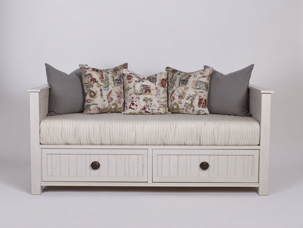 Canapé lit - Bois - 202 x 97 x 90 cm - Blanc - Style cottage rustique