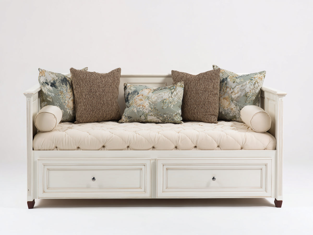 Canapé lit - Bois - 202 x 96 x 91 cm - Blanc - Style classique