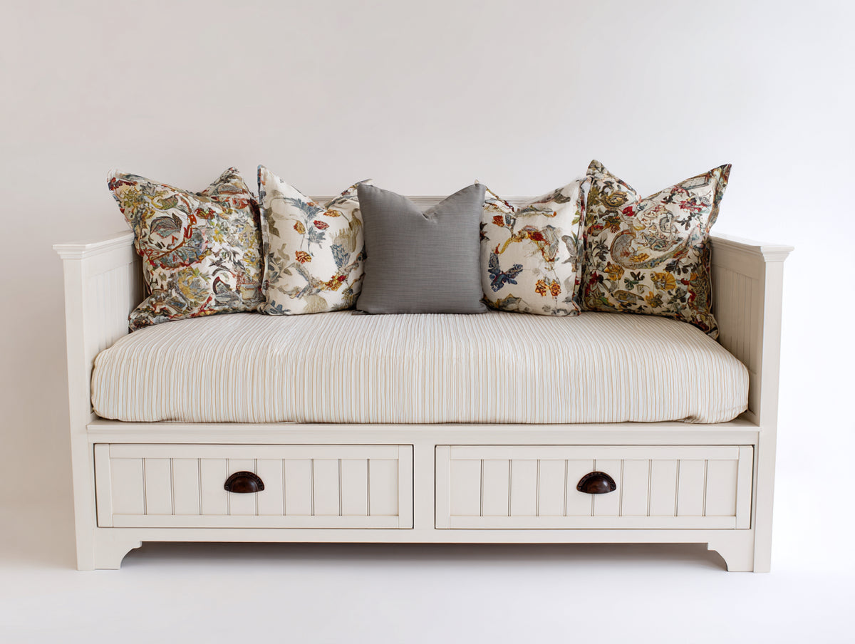 Canapé lit - Bois - 200 x 96 x 89 cm - Blanc - Style cottage classique