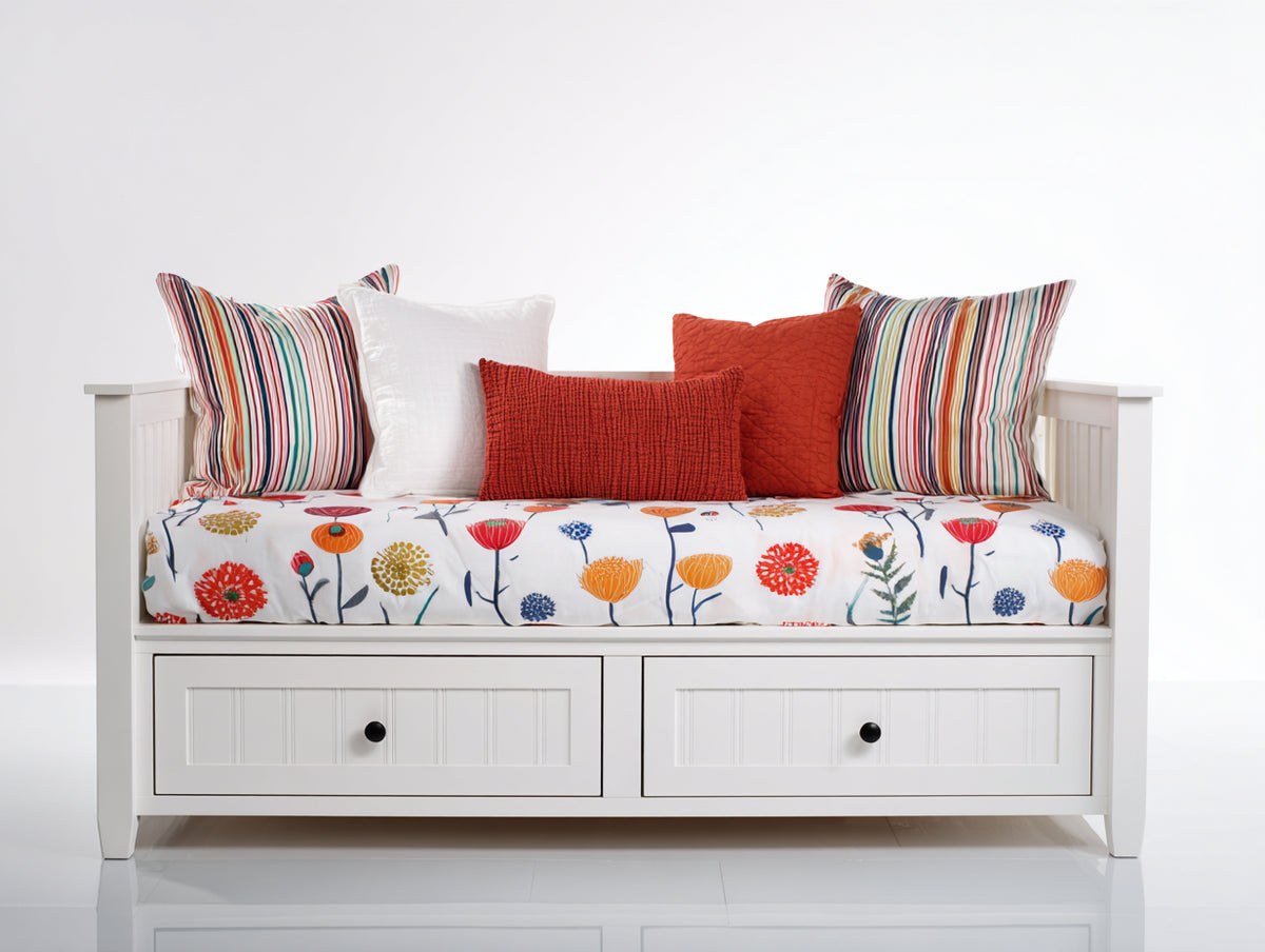 Canapé lit - Bois - 198 x 94 x 88 cm - Blanc - Style cottage contemporain
