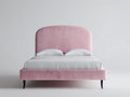Lit double - tissu - 220 x 180 x 120 cm - rose - style contemporain