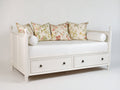 Canapé lit - Bois-Tissu - 203 x 98 x 93 cm - Blanc cassé - Style classique élégant