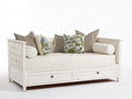 Canapé lit - Bois-Tissu - 201 x 98 x 92 cm - Blanc - Style classique capitonné