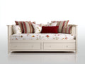 Canapé lit - Bois - 200 x 96 x 89 cm - Blanc cassé - Style cottage contemporain