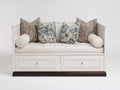 Canapé lit - Bois-Tissu - 201 x 98 x 92 cm - Blanc-Marron foncé - Style classique capitonné